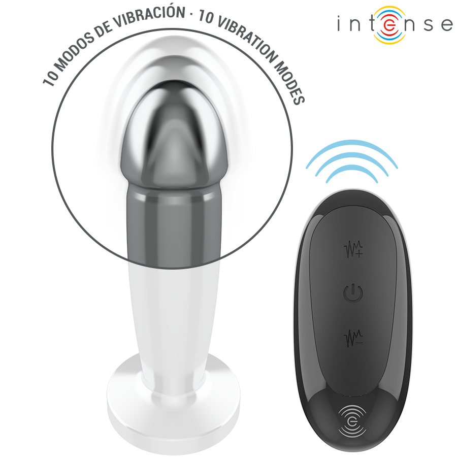 INTENSE - ANAL PLUG 10 VIBRATIONS METAL DILDO SHAPED WITH REMOTE CONTROL S