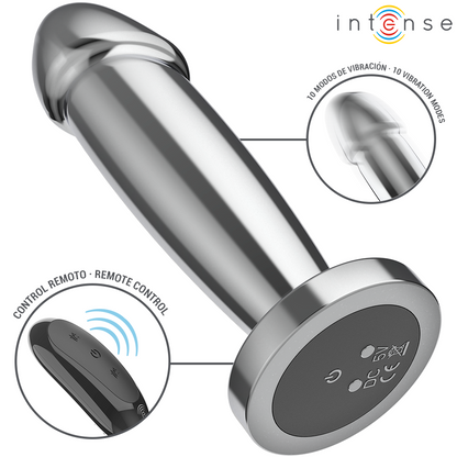 INTENSE - ANAL PLUG 10 VIBRATIONS METAL DILDO SHAPED WITH REMOTE CONTROL S