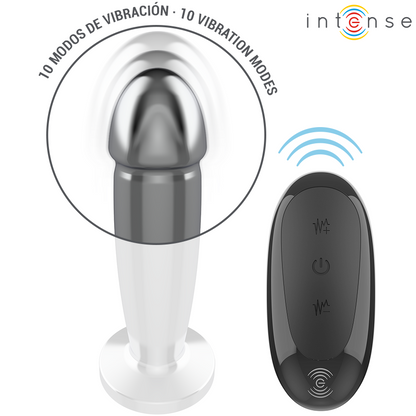 INTENSE - ANAL PLUG 10 VIBRATIONS METAL DILDO SHAPED WITH REMOTE CONTROL M