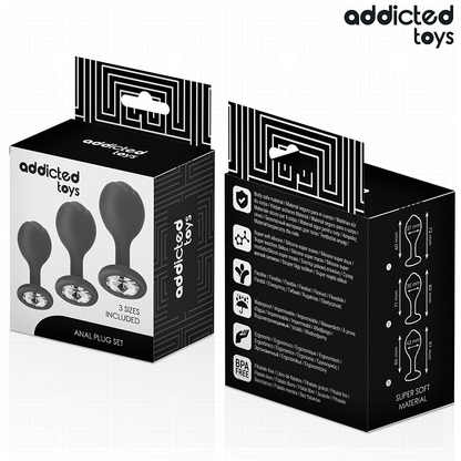 ADDICTED TOYS - SET DE 3 PLUG SILICONA ANAL CON JOYA