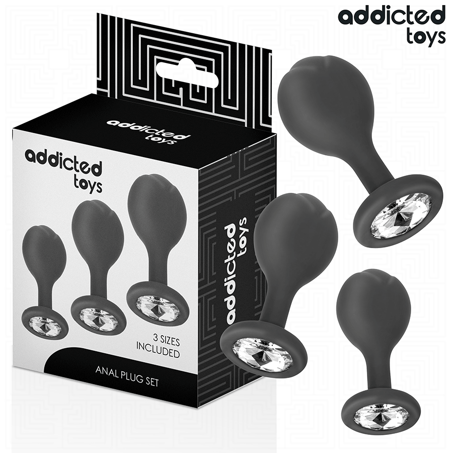 ADDICTED TOYS - SET OF 3 ANAL SILICONE PLUG WITH JEWEL