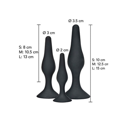 TOYJOY - ANAL PLAY CURVY COMPANIONS PLUG ANAL 3 PIEZAS NEGRO