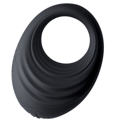 ROCKS- OFF - Anell vibrador de spire per al penis negre