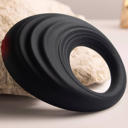 ROCKS- OFF - Anell vibrador de spire per al penis negre