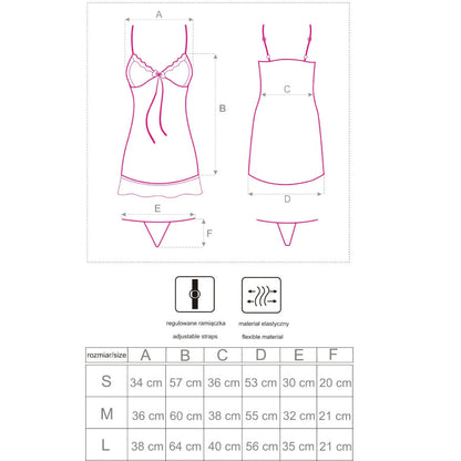 LIVCO CORSETTI FASHION - HYEONA 1710 BABYDOLL + TANGA ROSA L