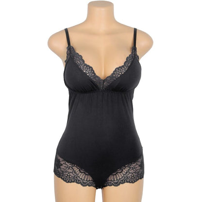 SUBBLIME - TEDDY DETALLE ENCAJE FLORAL NEGRO S/M