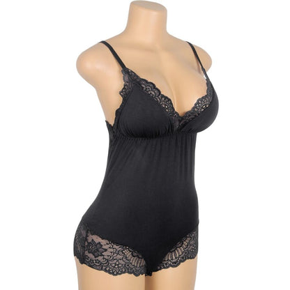SUBBLIME - TEDDY DETALLE ENCAJE FLORAL NEGRO S/M