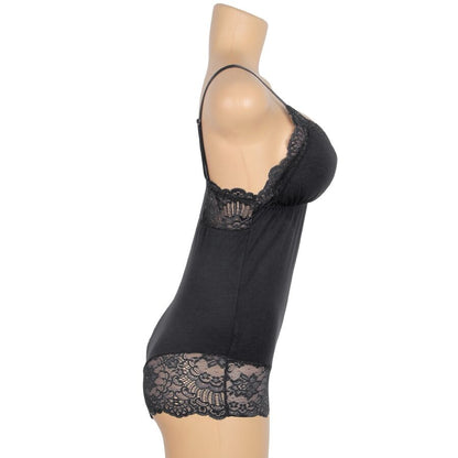 SUBBLIME - TEDDY DETALLE ENCAJE FLORAL NEGRO S/M
