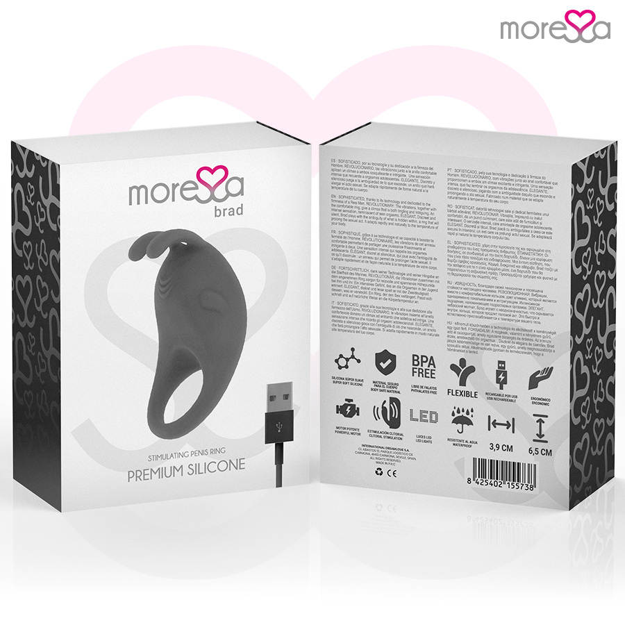 MORESSA - BRAD PREMIUM SILICONE RECARGABLE NEGRO