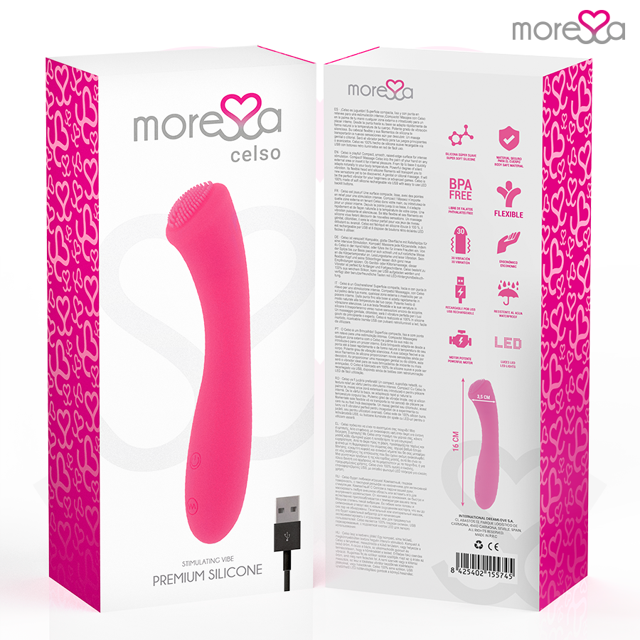 MORESSA - CELSO MASAJEADOR DUO PUNTO G Y SUERO PELVICO PREMIUM SILICONE RECARGABLE