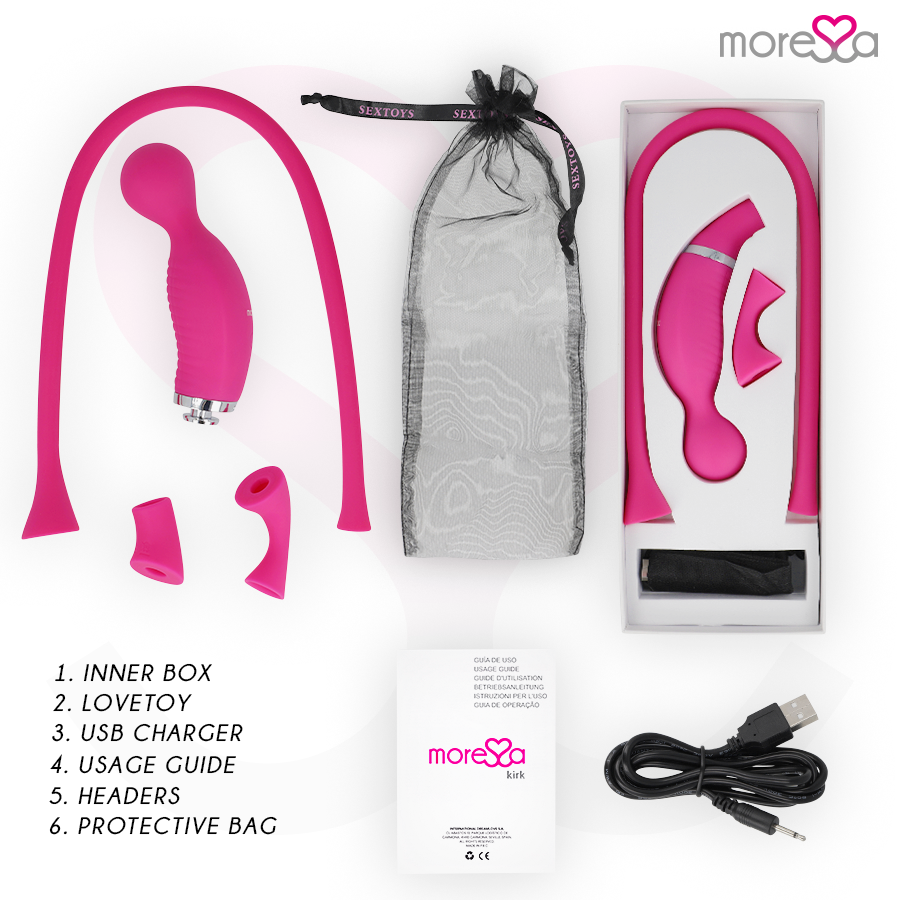 MORESSA - KIRK DUO SUCCIONADOR + MASAJEADOR MULTI PRESTACIONES PREMIUM SILICONE RECARGABLE