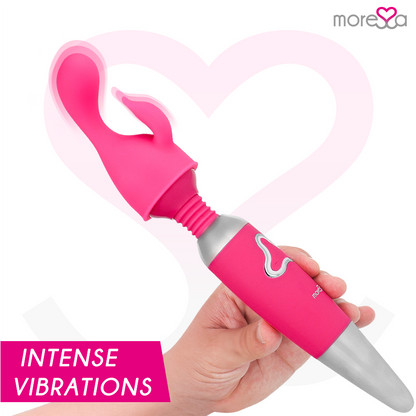 MORESSA - ODILON WAND POWERFUL MOTOR PLUS TWO PREMIUM RECHARGEABLE SILICONE HEADS