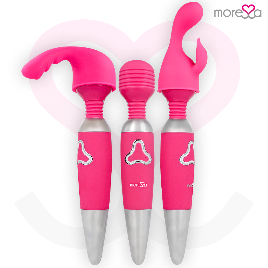 MORESSA - ODILON WAND POWERFUL MOTOR PLUS TWO PREMIUM RECHARGEABLE SILICONE HEADS