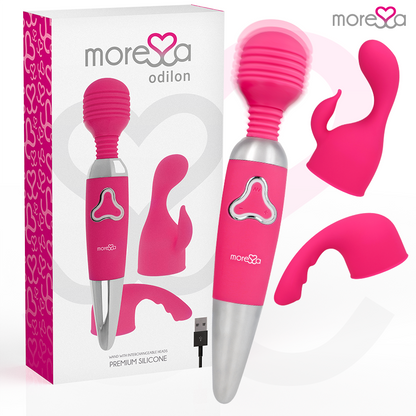 MORESSA - ODILON WAND POWERFUL MOTOR PLUS TWO PREMIUM RECHARGEABLE SILICONE HEADS