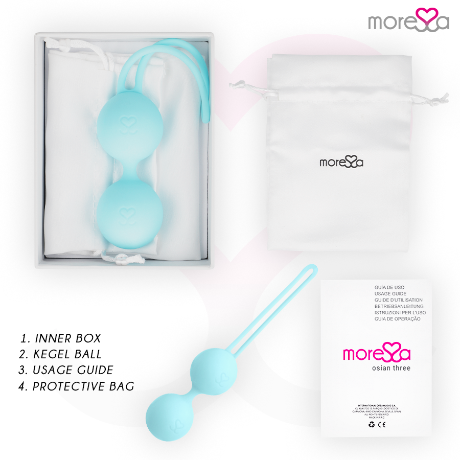 MORESSA - OSIAN THREE ENTRENAMIENTO SUELO PELVICO 85 gr PREMIUM SILICONA TURQUESA