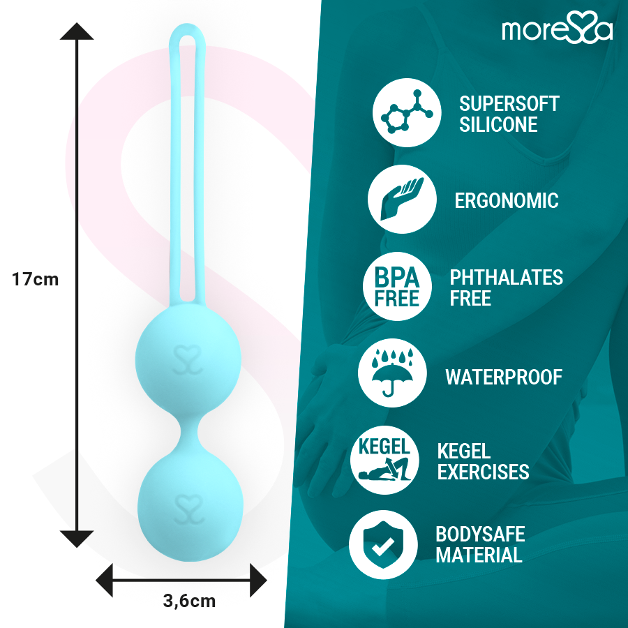 MORESSA - OSIAN THREE PELVIC FLOOR TRAINING 85 gr PREMIUM SILICONE TURQUOISE