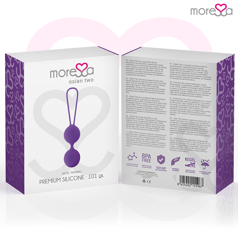 MORESSA - OSIAN TWO PELVIC FLOOR TRAINING 101g PREMIUM SILICONE PURPLE