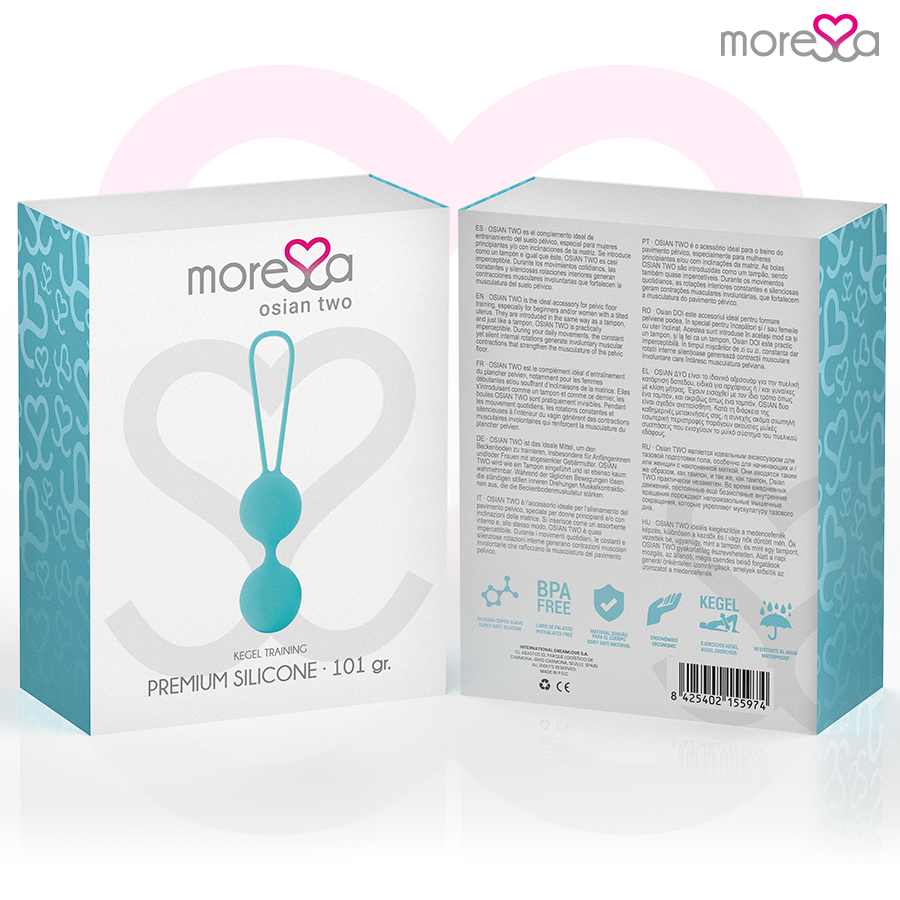 MORESSA - OSIAN TWO PELVIC FLOOR TRAINING 101g PREMIUM SILICONE TURQUOISE