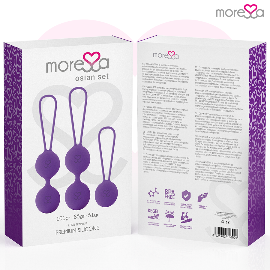 MORESSA - OSIAN SET Osian One; 51 Gr / Osian Two; 101 Gr / Osian Three 85 gr PREMIUM SILICONA LILA