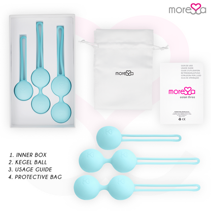 MORESSA - OSIAN SET Osian One; 51 Gr / Osian Two; 101 Gr / Osian Three 85 gr PREMIUM SILICONA TURQUESA