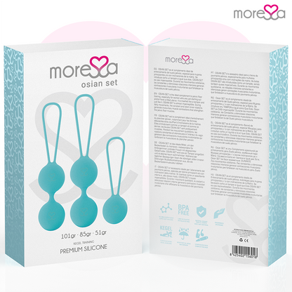 MORESSA - OSIAN SET Osian One; 51 Gr / Osian Two; 101 Gr / Osian Three 85 gr PREMIUM SILICONA TURQUESA