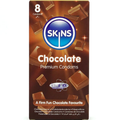 SKINS - PRESERVATIVOS PREMIUM SABOR CHOCOLATE PACK 8