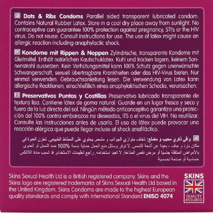 SKINS - DOTS & RIBS PRESERVATIVOS PREMIUM PACK 4