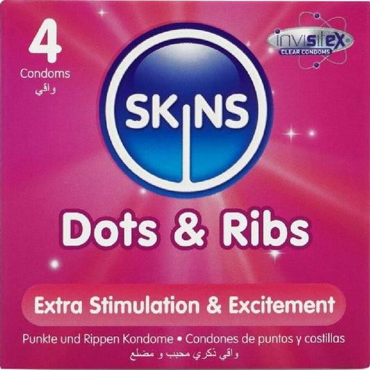 SKINS - DOTS &amp; RIBS PREMIUM CONDOMS PACK 4