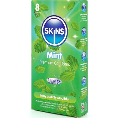 SKINS - PRESERVATIVOS PREMIUM AROMATIZADOS A MENTA PACK 8
