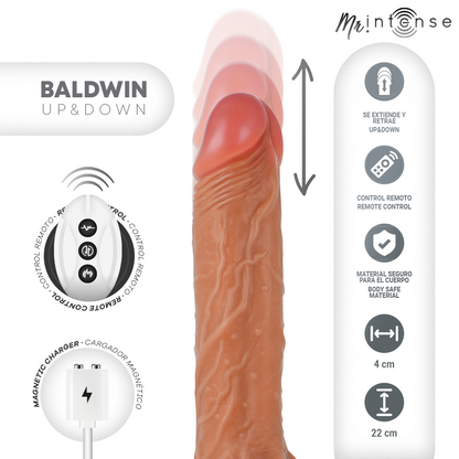 MR INTENSE - BALDWIN REALISTIC MULTIFUNCTIONAL WITH VIBRATION, UP AND DOWN REMOTE CONTROL, 22 CM - OR - 4 CM