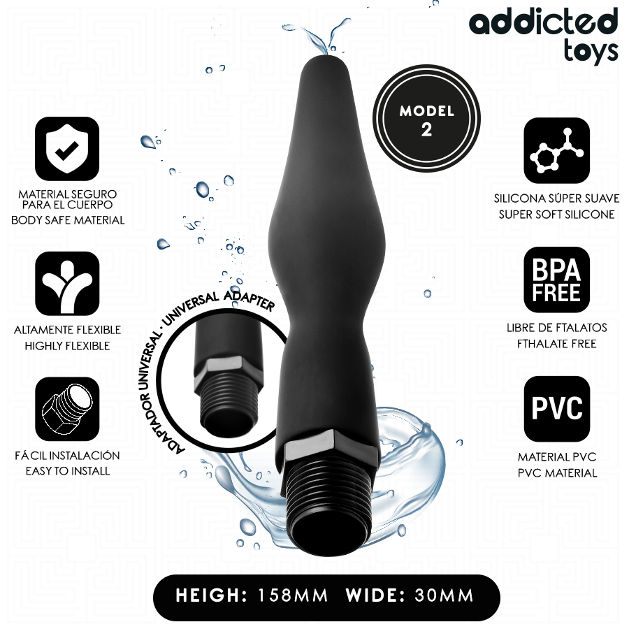 ADDICTED TOYS - LIMPIADOR ANAL CON ADAPTADOR UNIVERSAL MODELO 2