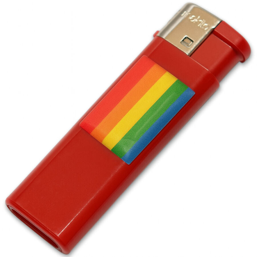 PRIDE - RED LIGHTER WITH LGBT FLAG