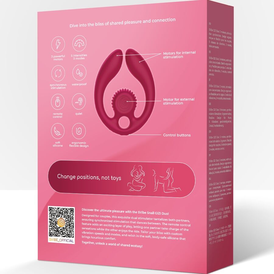 SNAIL VIBE - GIZI DÚO ESTIMULADOR DE PAREJAS CONTROL REMOTO BURDEOS