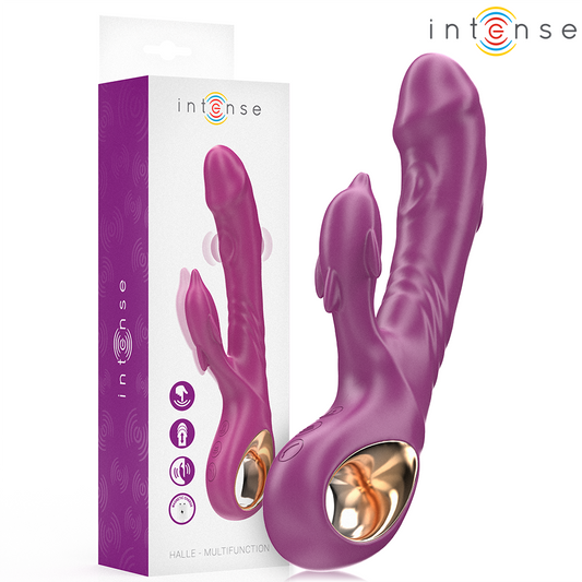 INTENSE - HALLE MULTIFUNCTION VIBRATOR WITH STIMULATING TONGUE IN THE SHAPE OF A PURPLE DOLPHIN