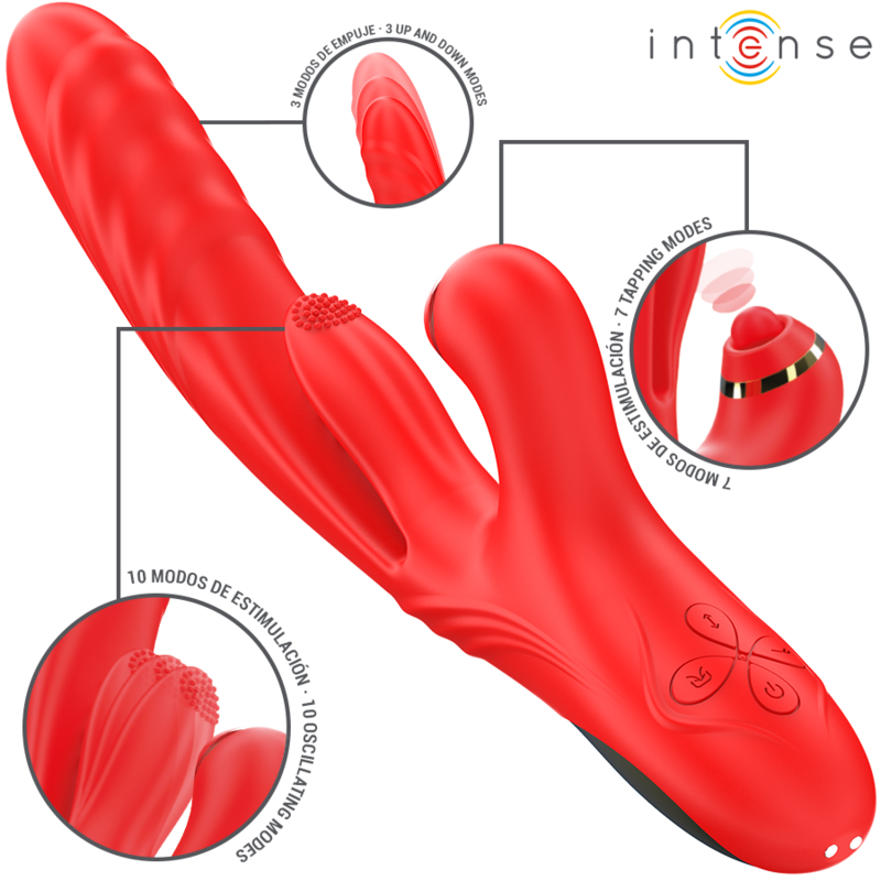 INTENSE - ROSALIA 3-IN-1 MULTIFUNCTION VIBRATOR RED