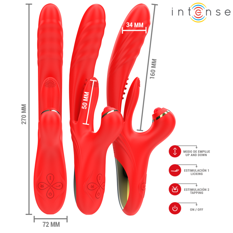 INTENSE - ROSALIA 3-IN-1 MULTIFUNCTION VIBRATOR RED