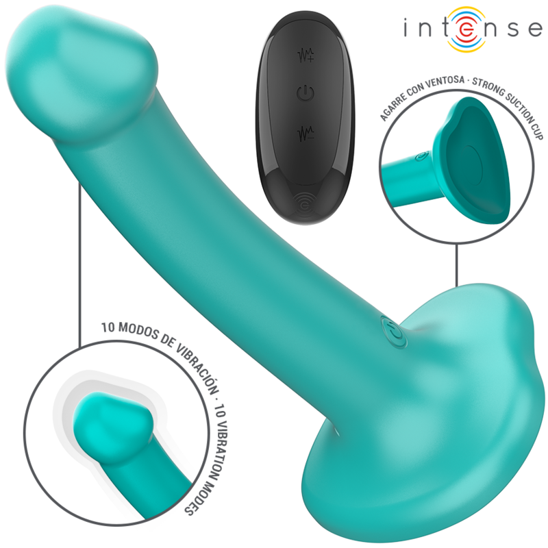 INTENSE - KATIE SUCTION CUP VIBRATOR 10 VIBRATIONS DARK BLUE REMOTE CONTROL