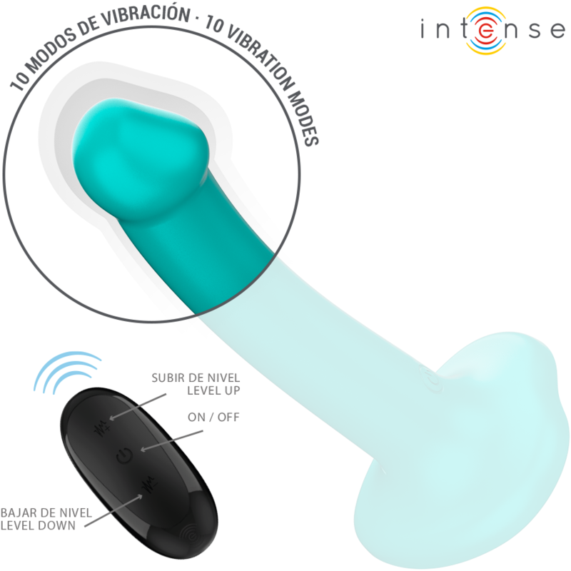 INTENSE - KATIE SUCTION CUP VIBRATOR 10 VIBRATIONS DARK BLUE REMOTE CONTROL