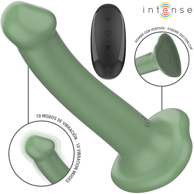 INTENSE - BECCA SUCTION CUP VIBRATOR 10 VIBRATIONS GREEN REMOTE CONTROL