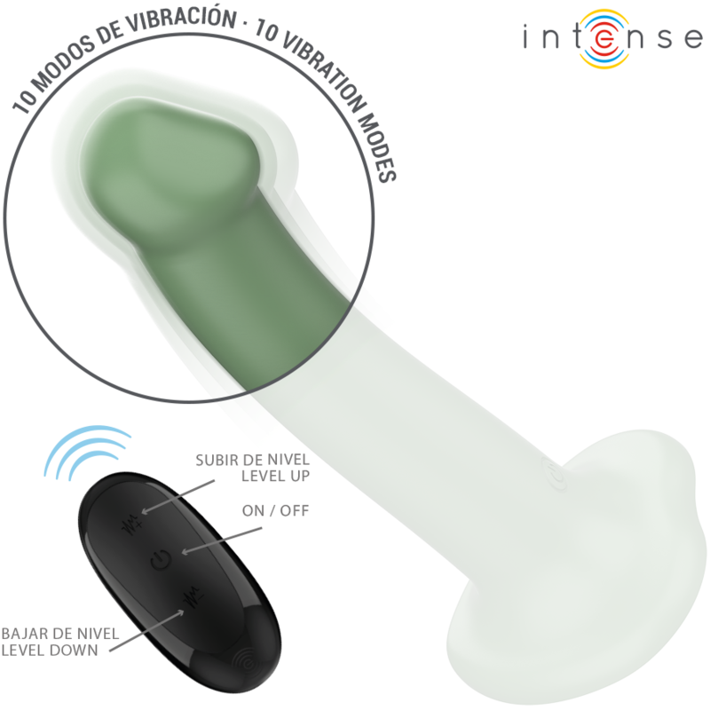 INTENSE - BECCA SUCTION CUP VIBRATOR 10 VIBRATIONS GREEN REMOTE CONTROL