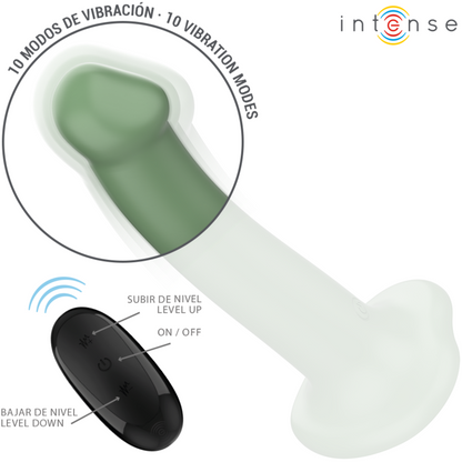 INTENSE - BECCA SUCTION CUP VIBRATOR 10 VIBRATIONS GREEN REMOTE CONTROL