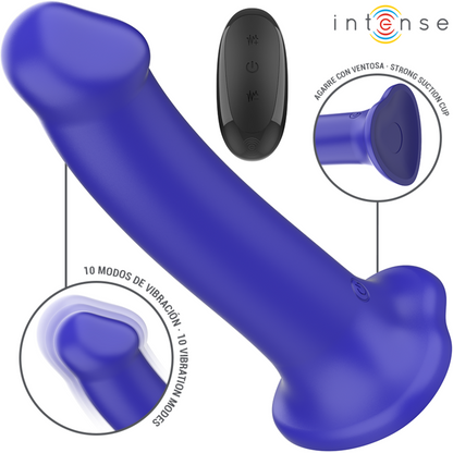 INTENSE - VICTORIA SUCTION CUP VIBRATOR 10 VIBRATIONS DARK BLUE REMOTE CONTROL