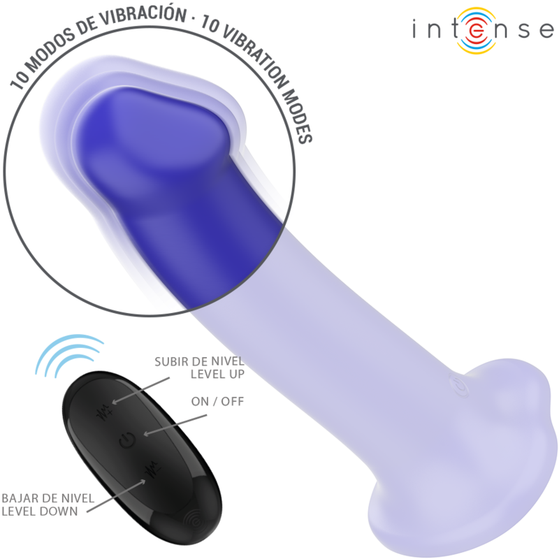 INTENSE - VICTORIA SUCTION CUP VIBRATOR 10 VIBRATIONS DARK BLUE REMOTE CONTROL