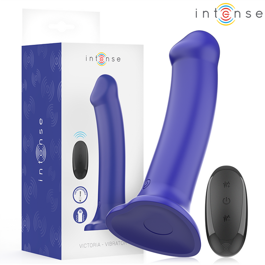 INTENSE - VICTORIA SUCTION CUP VIBRATOR 10 VIBRATIONS DARK BLUE REMOTE CONTROL