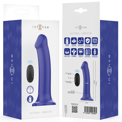INTENSE - VICTORIA SUCTION CUP VIBRATOR 10 VIBRATIONS DARK BLUE REMOTE CONTROL