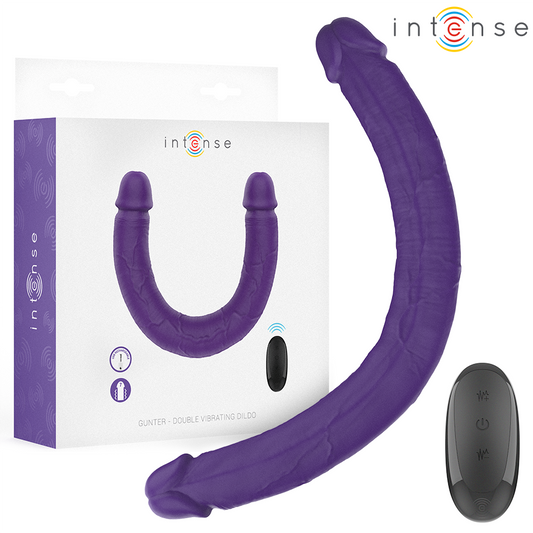 INTENSE - GUNTER DOUBLE VIBRATING DILDO 40 CM PURPLE REMOTE CONTROL