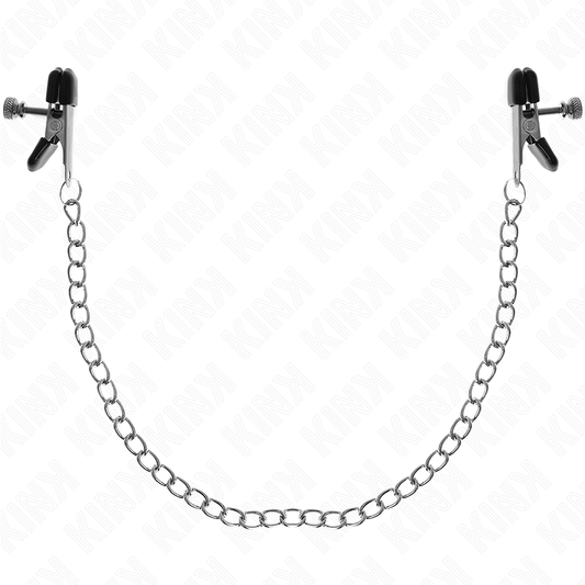 KINK - FLAT NIPPLE CLIPS BLACK WITH SILVER CHAIN ​​34 CM