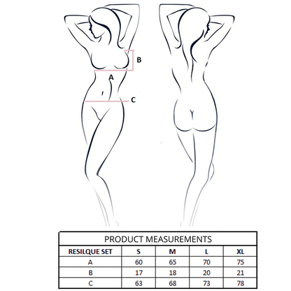 PASSION - RESILQUE SET SUJETADOR + TANGA NEGRO S/M