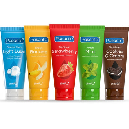 PASANTE - PACK LUBRICANTES SABORES VARIADOS 5 UDS X 15 ML