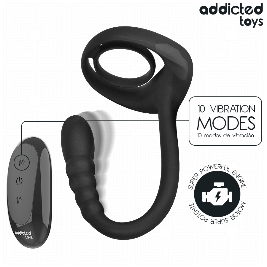 ADDICTED TOYS - ANILLO PENE VIBRADOR PUNTO·P CONTROL REMOTO